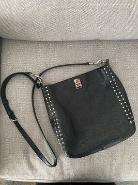 Rebecca Minkoff Black Leather Small Darren Feed Bag Silver Hardware